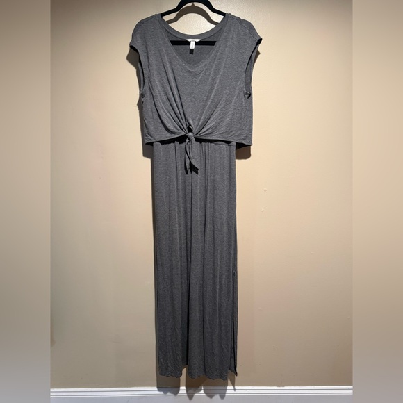 SOMA Jersey Knit Front Tie Maxi Dress Gray Pockets Sz medium - Picture 7 of 10